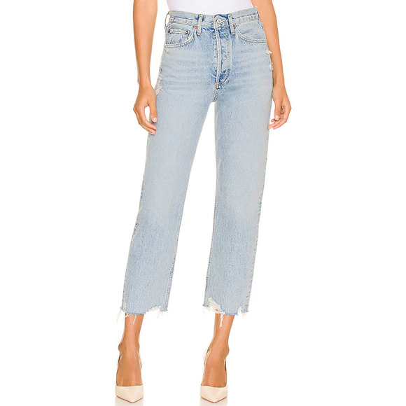 Agolde Denim - Agolde Distressed Blue 90s Crop Denim Jeans Size 23